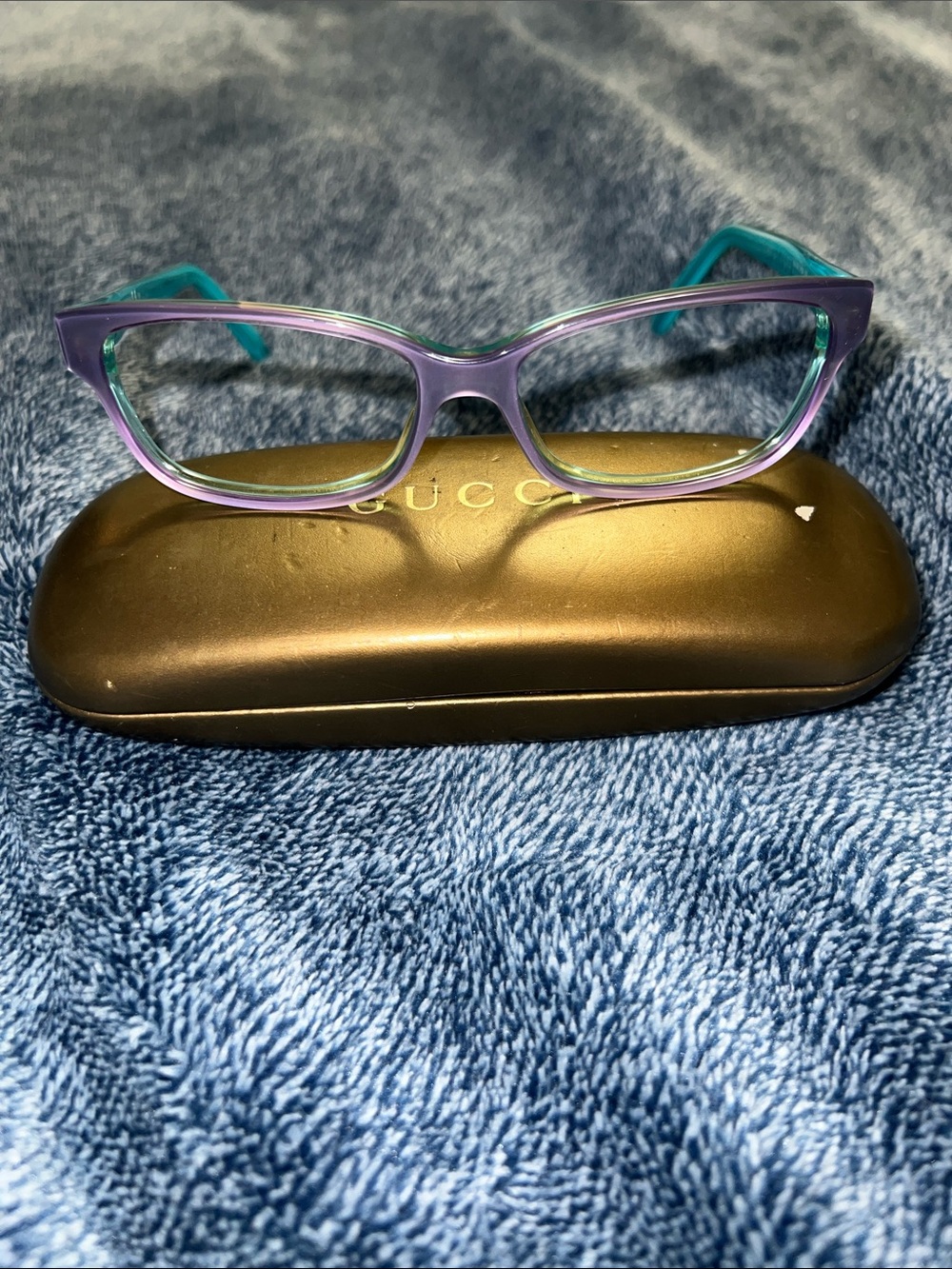 Gucci GG 3151 Rectangular Shape Violet Turquoise Eyeglasses - No Lenses